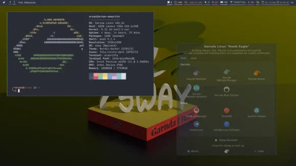 Garuda Sway Linux live with 64GB USB Stick
